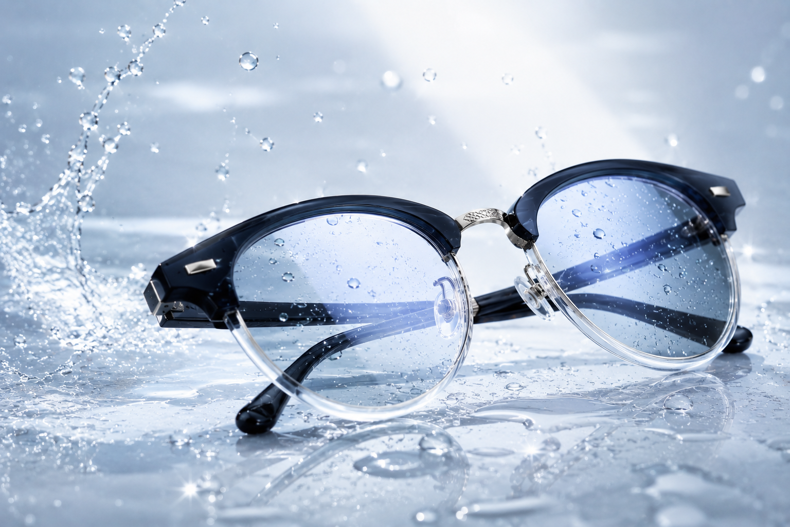 Crystal clear eyeglasses cleaned to perfection