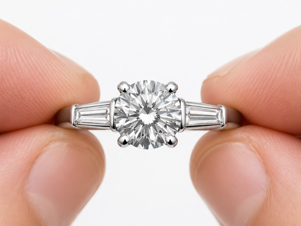 Same engagement ring after one 5-minute Purioxa cycle — brilliance restored